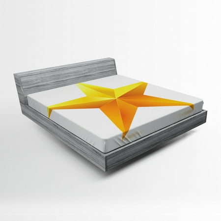 White Christmas Song Sheet Yellow Fitted Sheet Single Yellow Ombre Star Plain Background Christmas Celebration Inspired Print, Soft Decorative Fabric Bedding, Yellow White, by Ambesonne ()