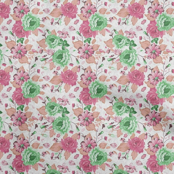 oneOone Polyester Spandex Green Fabric Asian Floral Diy Clothing Quilting Fabric Print Fabric By Yard 56 Inch Wide