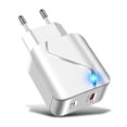 thumbnail image 1 of Cargador de teléfono PD18W QC3.0 Adaptador de carga rápida USB Enchufe de la UE Cabezal de carga portátil de plástico, Blanco Kearding EL004931-02, 1 of 2