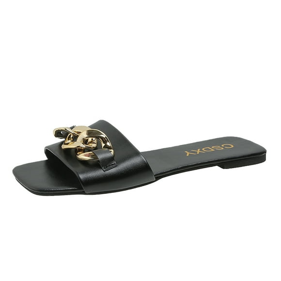 New Chain Women Slippers Summer Slippers Low Heel Women‘s Sandals Indoor Bathroom Outdoor Walk Fashion Show Plus Size 35-42