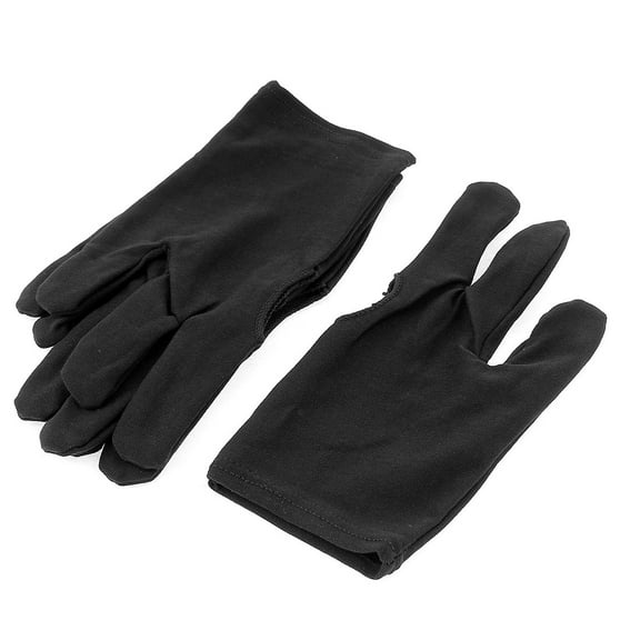 Uxcell Elastic Snooker Billiard Pool Cue Three Finger Gloves Black 2 Pairs
