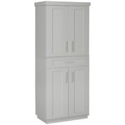 HOMCOM Modern Kitchen Pantry Freestanding Cabinet Cupboard with Doors and Shelves, Adjustable Shelving, Grey
