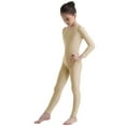 thumbnail image 5 of Aislor Kids Girls Long Sleeve Bodysuit Full Body Unitard Ballet Dance Gymnastics Leotard Dancewear Nude 8-10, 5 of 7