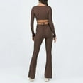thumbnail image 6 of Women's Stretchy Long Sleeve Square Neck Jumpsuits Solid Outfits Clubwear Rompers Jumpsuits Bootcut Flare Pants, 6 of 7