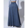 thumbnail image 6 of High Waist Button Front Flared Denim Skirt Medium Wash, 6 of 6