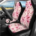 thumbnail image 2 of HUIACONG Pink Cherry Blossom Car Accessories Seat Covers Full Set with Steering Wheel Cover Center Console Cover Seat Belt Pads Coasters Headrest Cover Keychain 14 Pcs Universal Fit, 2 of 8
