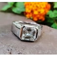 thumbnail image 3 of Silvago Jewel 14k White Gold Over 2.2 Ct Man's Ring - Lab Created Asscher Cut Diamond Ring - Bezel Set Ring For Women's - One Stone Ring For Women's - Solitaire Engagement Wedding Fine Ring for Boys, 3 of 7