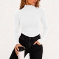 thumbnail image 4 of Perfectbot Women's Long Sleeve Tee Turtleneck Ribbed Knit Stretchable Top Fitted Basic Layering Shirt, 4 of 6