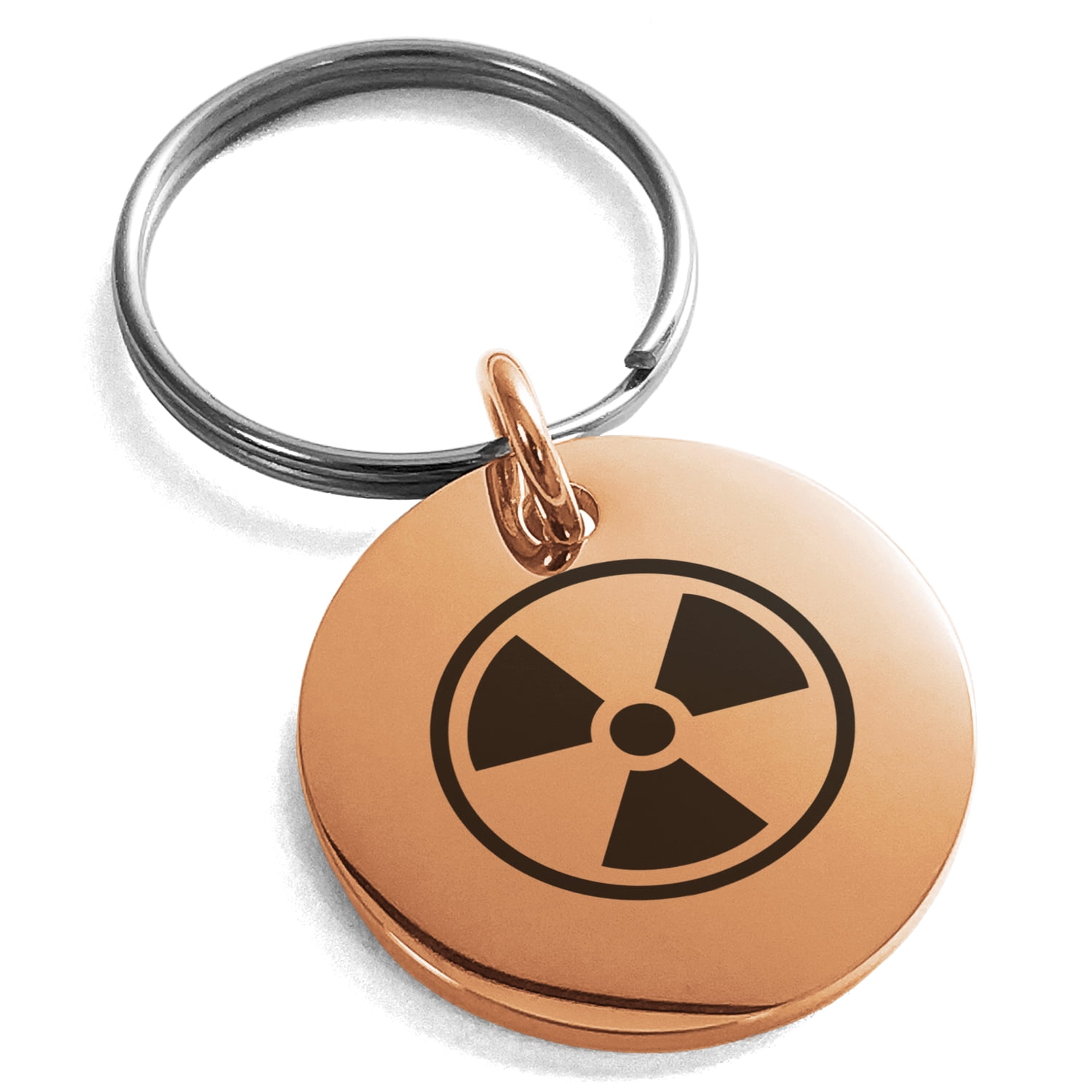 Nuclear Key Rings Stainless Steel Encircled Radioactive Engraved Small Medallion Circle ...