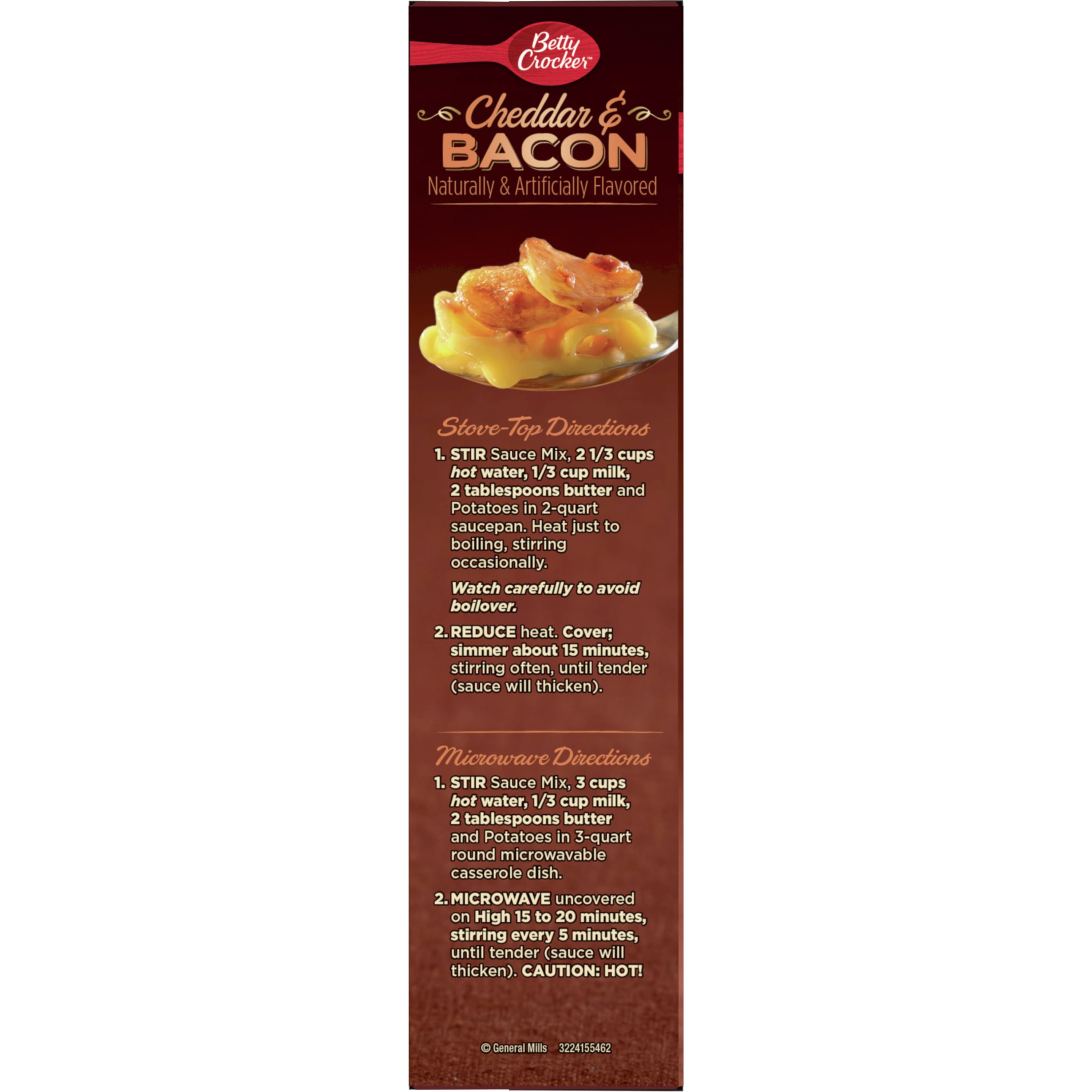 (2 pack) Betty Crocker Cheddar and Bacon Potatoes, Made with Real Cheese, 5.1 oz
