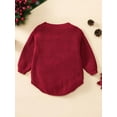 thumbnail image 5 of Rdhnmea Baby Christmas Sweater Romper Letter Embroidery Long Sleeve Crew Neck Knit Bubble Jumpsuit Xmas Outfits, 5 of 9