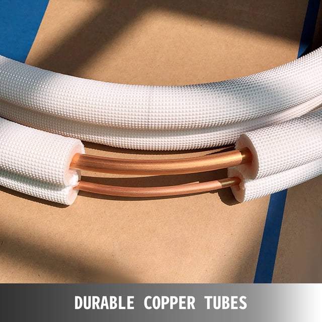 VEVOR Mini Split Línea de Cobre Set 16ft Longitud, 1/2" y 1/4" OD Cobre Tubos para Mini Split Aire Acondicionado, Líneas de Cobre Acampanadas Blanco, Mini Split Line Set para 12000 BTU