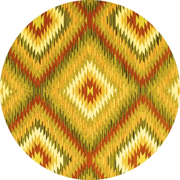 Ahgly Company Indoor Round Southwestern Yellow Country Area Rugs, 4' Round