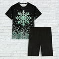 thumbnail image 5 of Puntoco Pijamas para mujer Conjunto de camiseta y pantalones cortos de manga corta con cuello redondo y estampado navideño para mujer Ropa para estar en casa, 5 of 5