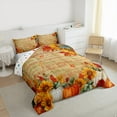thumbnail image 4 of Manfei Hello Fall Queen Comforter Set,Autumn Pumpkin Maples Bedding Sets,Rustic Framhouse Cabin Bedding Comforter Set For Adults, Microfiber Bedroom Decor Reversible,3pcs, 4 of 9