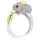 thumbnail image 2 of Anillos para mujer, regalos para mujer, lindo conejito de Pascua, abierto, ajuste delicado, zanahoria, circonita cúbica, joyería de diamantes para mujeres y niñas (talla ajustable 6-11) el anillo, 2 of 5