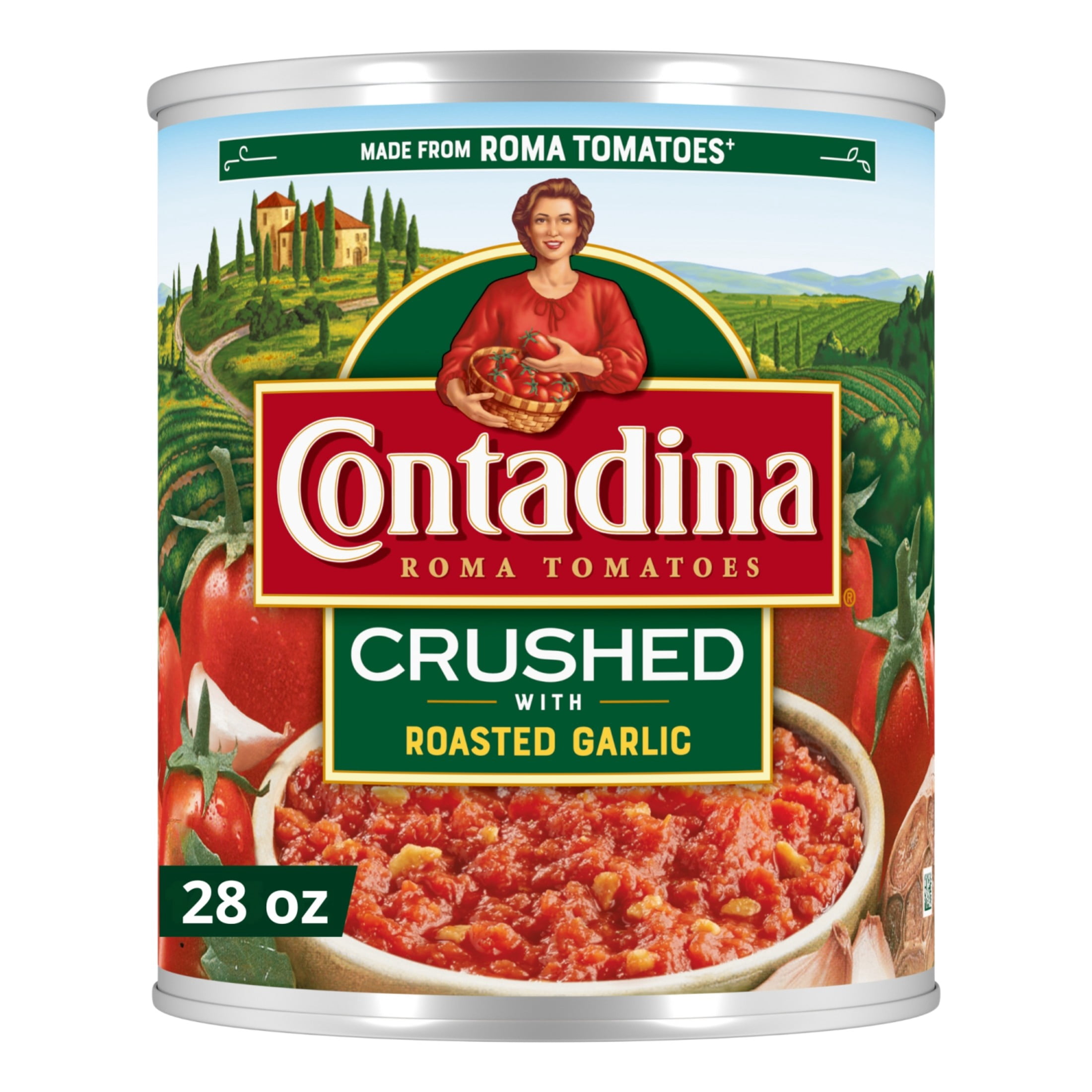 (6 pack) Contadina Crushed Tomatoes with Roasted Garlic, 28 oz Can