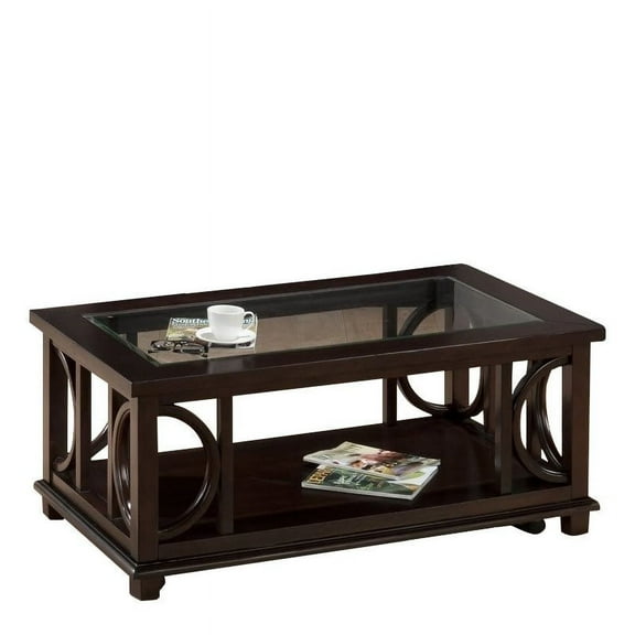 Jofran Panama Brown Contemporary Wood and Glass Coffee Table