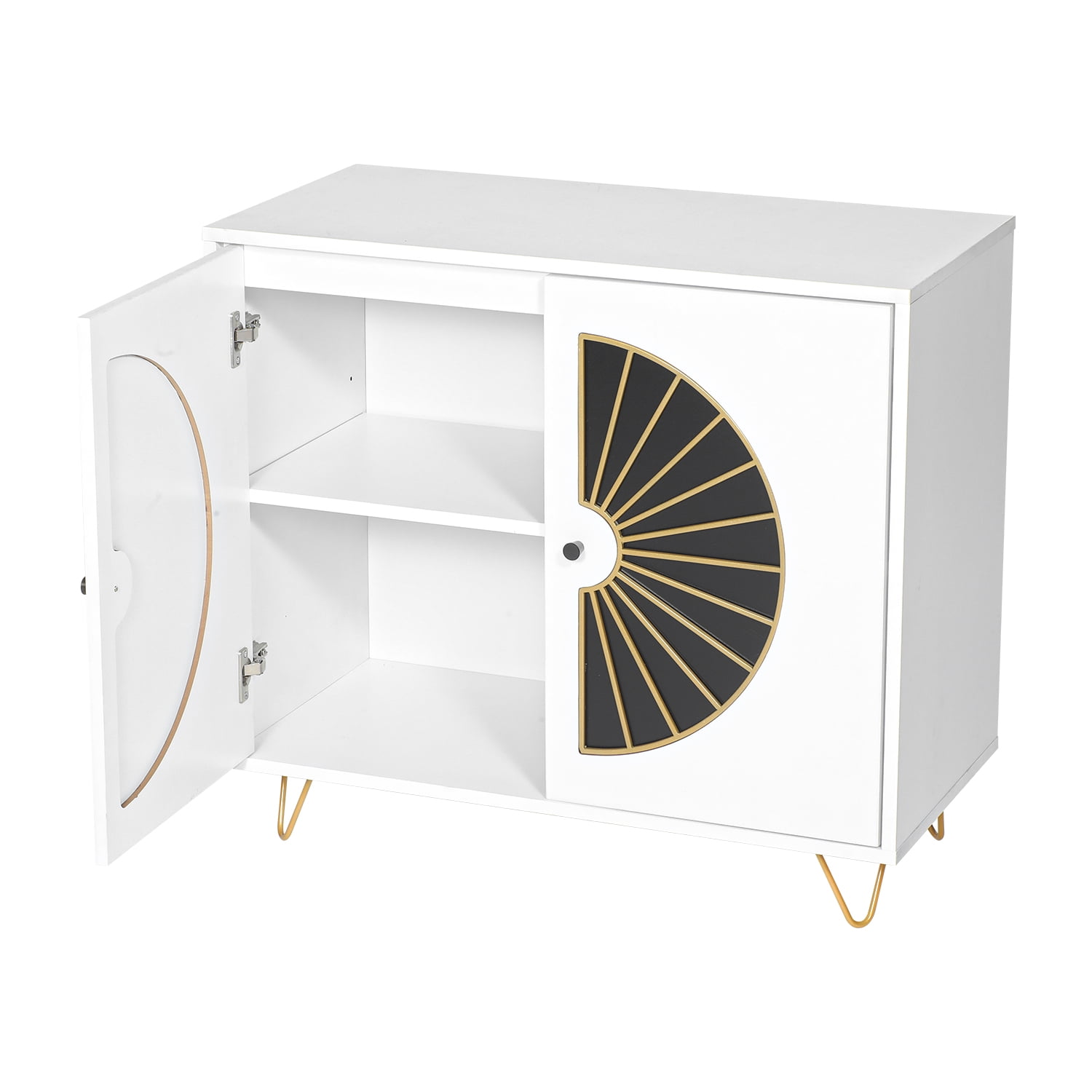Kadyn Kitchen Storage Cabinet, MDF Floor Storage Cabinet for Living Room, Accent Storage Cabinet with Partition Edging, White Kadyn Kitchen Storage Cabinet, MDF Floor Storage Cabinet for Living Room, Accent Storage Cabinet with Partition Edging, White