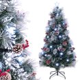 thumbnail image 1 of Costway 6 FT Flocked Christmas Tree Artificial Xmas Tree with 220 Branch Tips &Pine Needles, 1 of 10