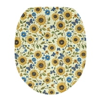ZUXONGSY Sunflower Butterfly Toilet Lids Covers Decorative Round Elongated Toilet Lid Covers with Elastic Band Soft Cozy Flannel Elongated Toilet Lid Cover Easy to Install Home Decor