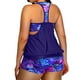 thumbnail image 4 of Traje de baño Tankini Holipick azul con hojas moradas para mujer, talla grande, 4 of 6