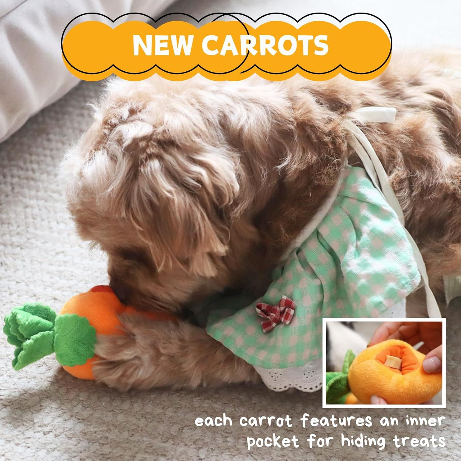 12PCS Interactive Dog Toys, Dog Enrichment Puzzle, Hide and Seek Carrot Farm Dog Toys Plush Puzzle Toys Carrot Patch Toy for Mental Puppy Brain Training of Small Medium and Large Dogs