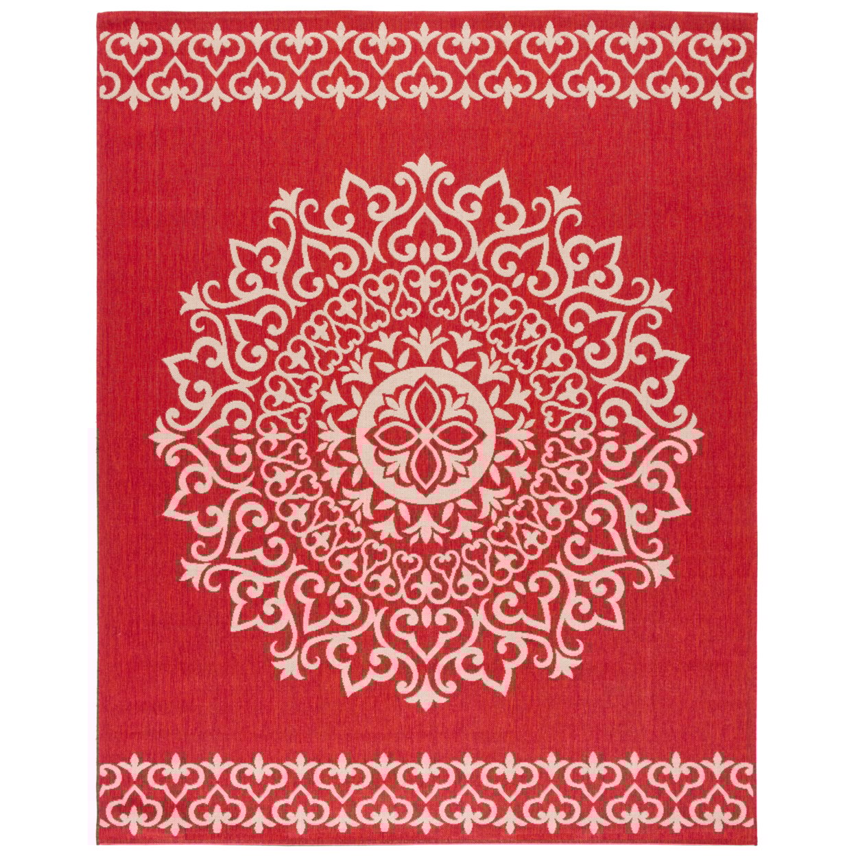 thumbnail image 4 of SAFAVIEH Beach House Braiden Medallion Indoor/Outdoor Runner Rug Red/Cream, 2' x 8', 4 of 10