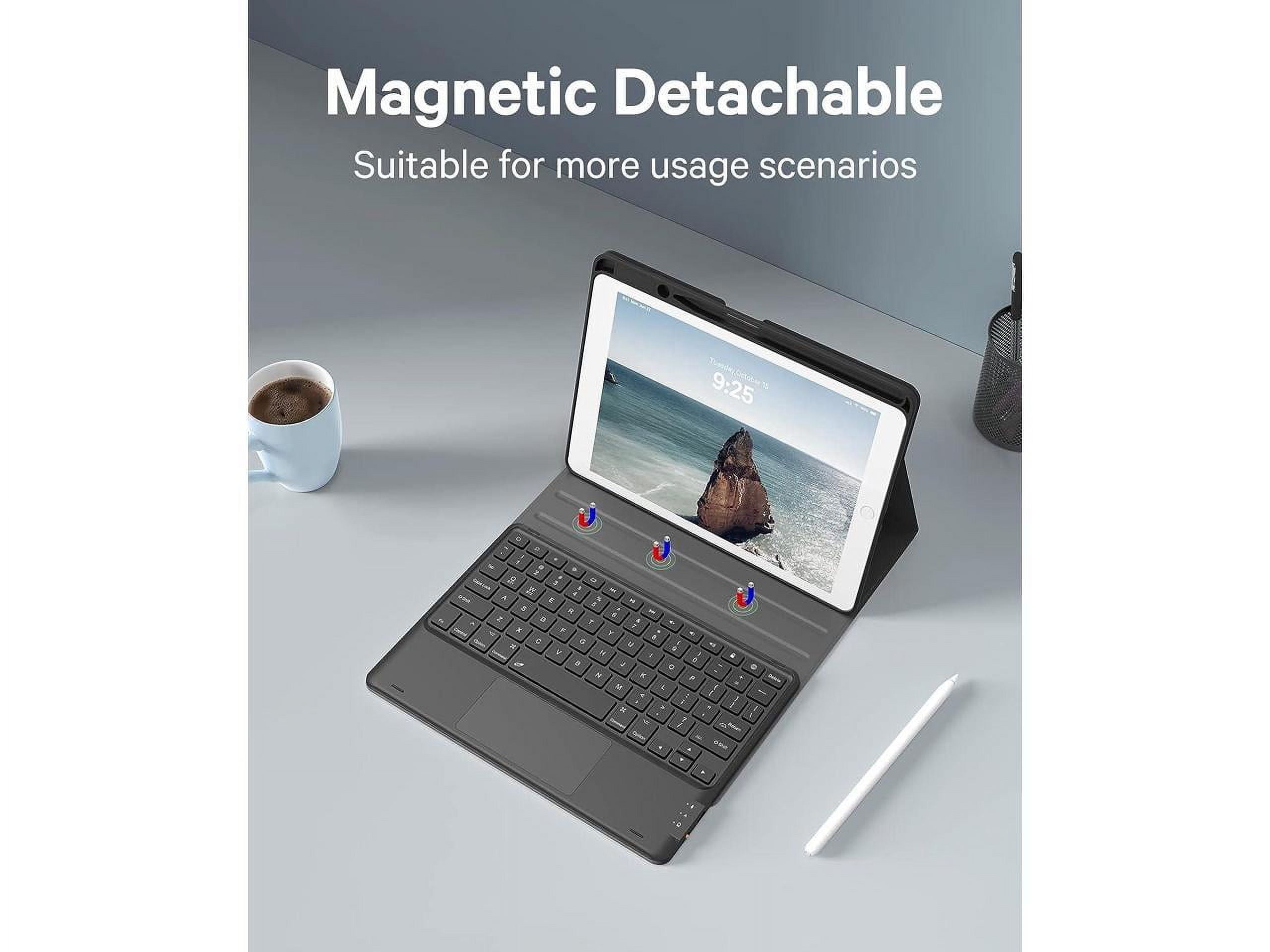 Touchpad Keyboard Case for iPad 10.2 inch 9th 8th 7th 2021/2020/2019, iPad Pro 10.5 inch/iPad Air 3 10.5, Smart Stand Cover with Detachable Wireless Magnetic Keyboard, Pencil Holder