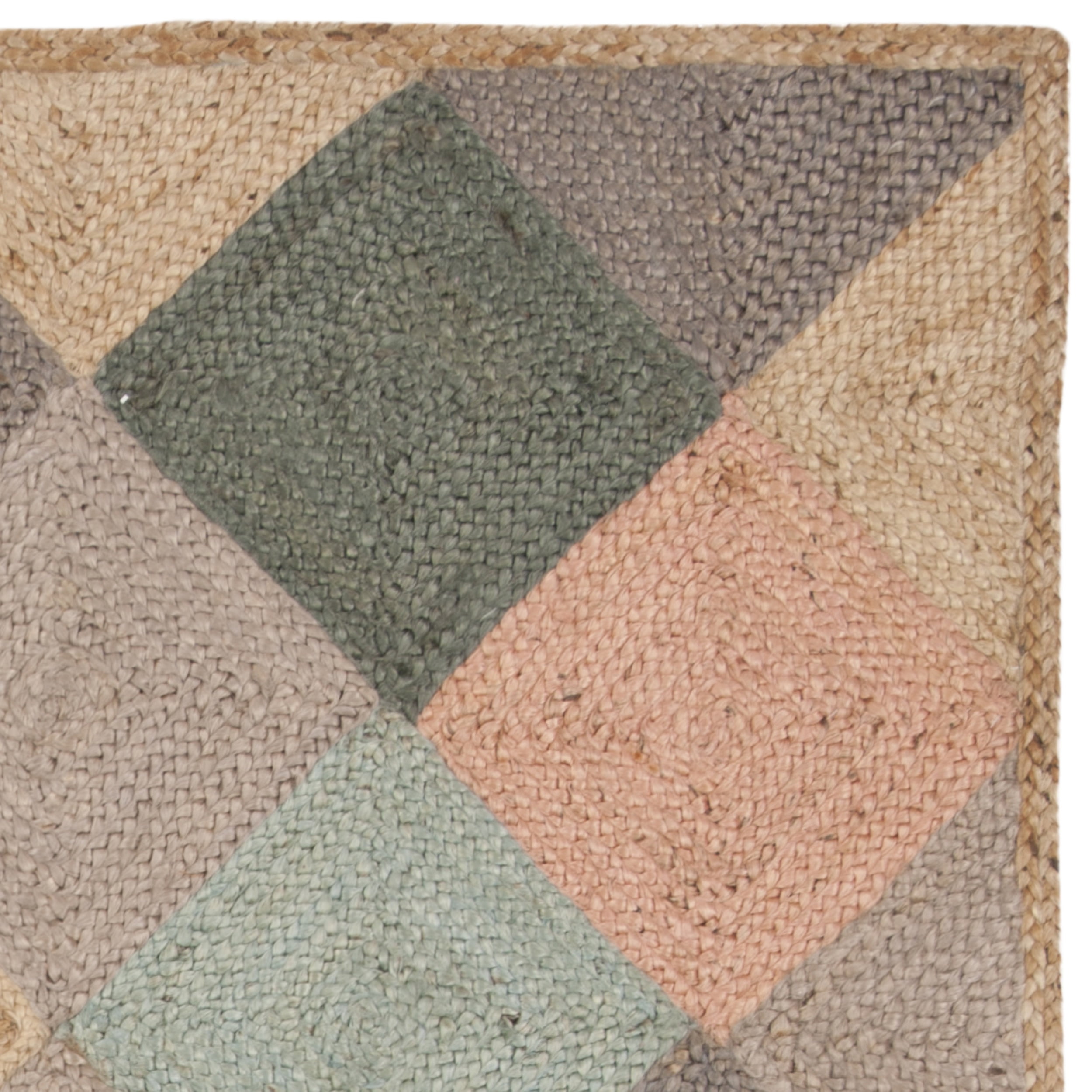 SAFAVIEH Natural Fiber Colleen Checkered Jute Area Rug, Natural/Multi, 6' x 6' Square
