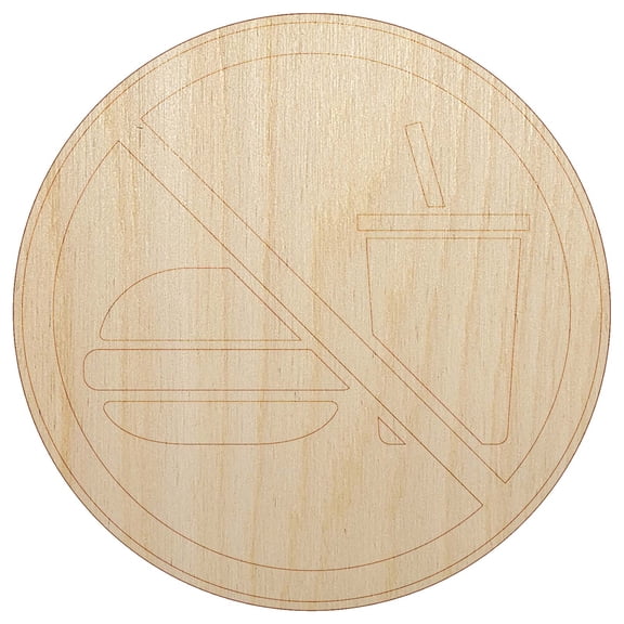No Food or Drink Icon Wood Shape Unfinished Piece Cutout Craft DIY Projects - 6.25 Inch Size - 1/8 Inch Thick