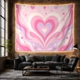 thumbnail image 6 of Pink Hearts on a Wavy Pastel Background, Romantic Retro Style for Teen Girls, Aesthetic Wall Decor, Valentine's Day Gift, Tapestry Wall Hanging for Bedroom and Dorm, 6 of 7