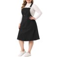 thumbnail image 4 of Agnes Orinda Women's Plus Size Overall Dresses Button Up Adjustable Strap Denim Midi Dress, 4 of 5