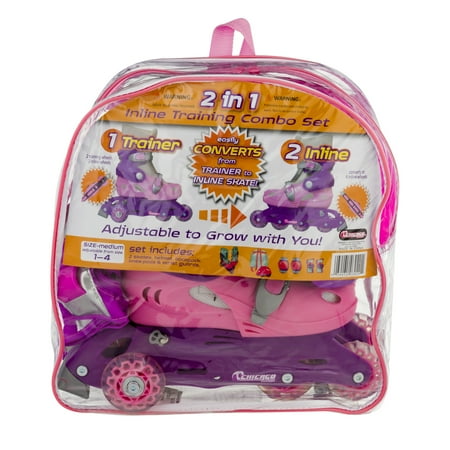 Chicago Skates 2 IN 1 Inline Training Combo Skate Set Pink Medium, 1.0 CT