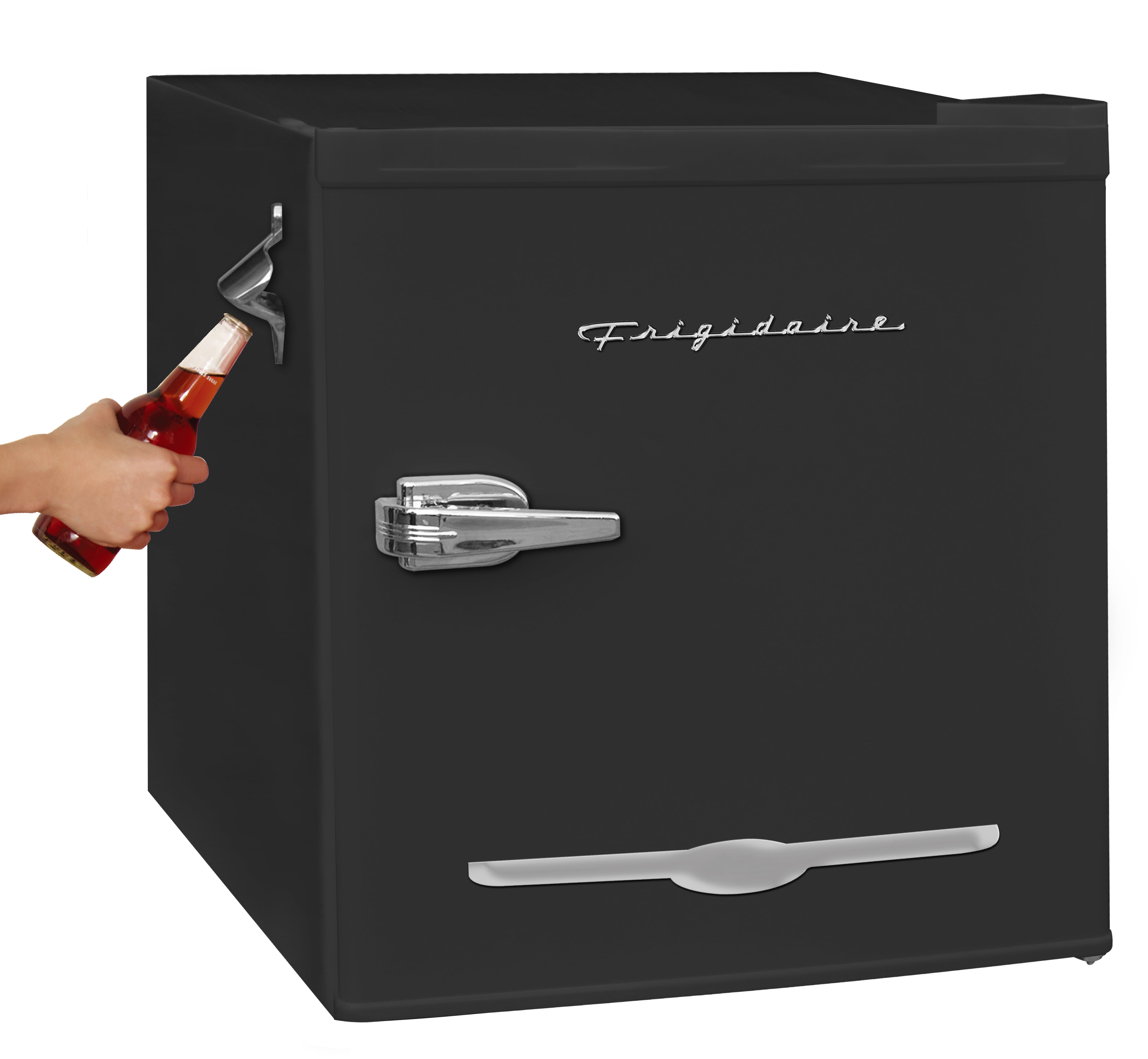Frigidaire Refrigerator 1.6 Cu Ft Retro Mini Fridge Side Bottle Opener Black New 