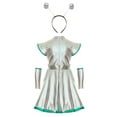 thumbnail image 2 of YUUMIN Kids Alien Girl Robot Outerspace 3 Pcs Sets Cap Sleeve A Line Dress with Gloves Feeler Green Silver 14, 2 of 6