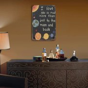 Outer Galaxy Space Theme Metal Tin Sign, Sci Fi Bedroom Wall Decor Plaque, 8 x 12 Inch