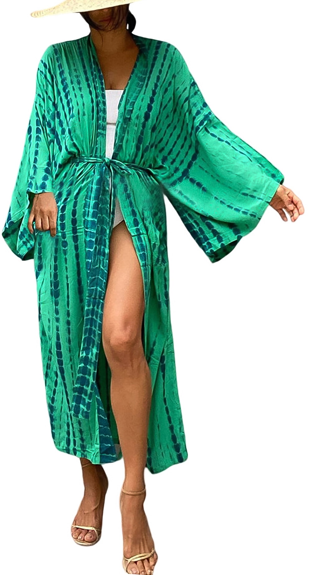 Women's Beach Cover Ups Open Front Tie Dye Swim Cover Ups Kimono