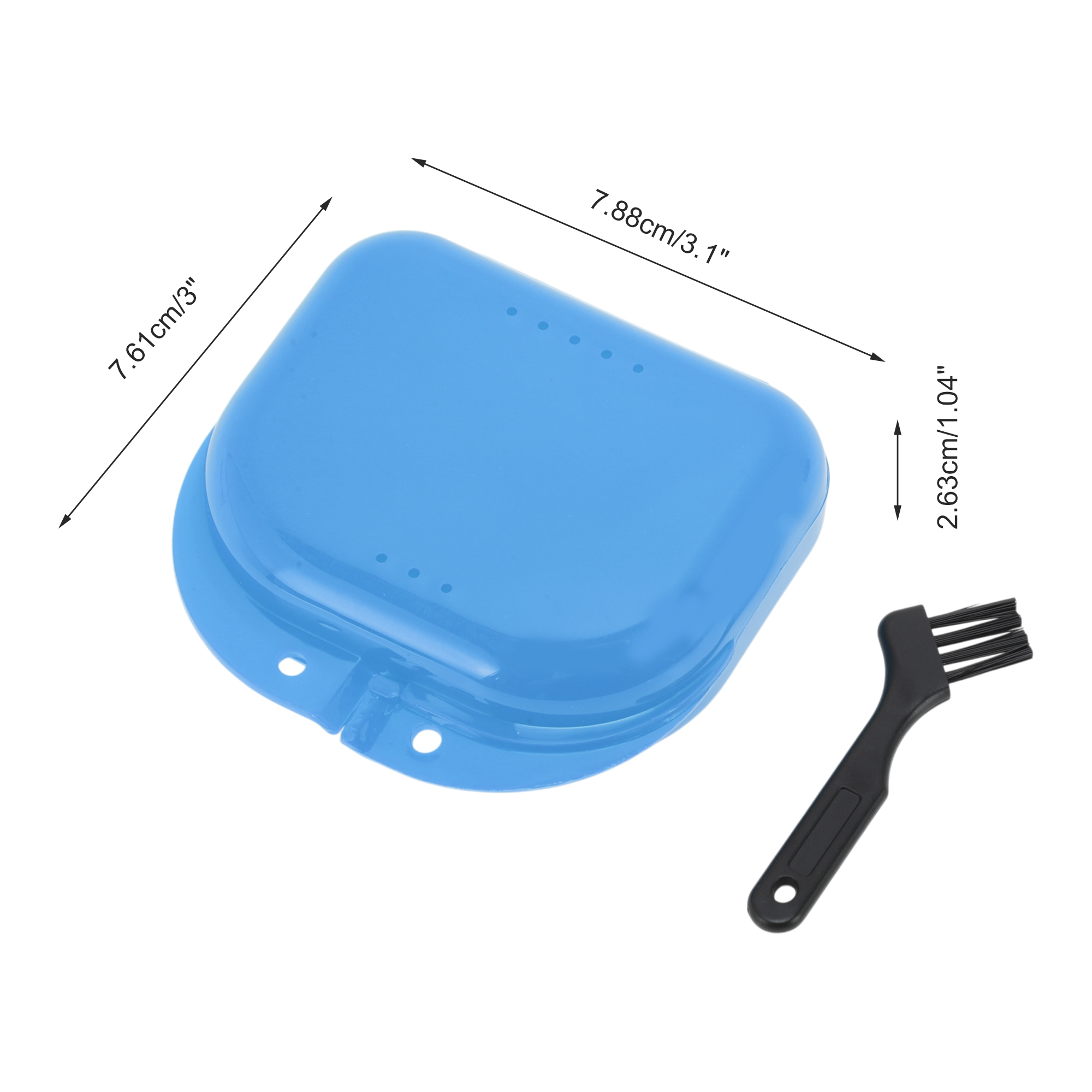 Unique Bargains Mini Braces Box with Brush 1 Set Blue