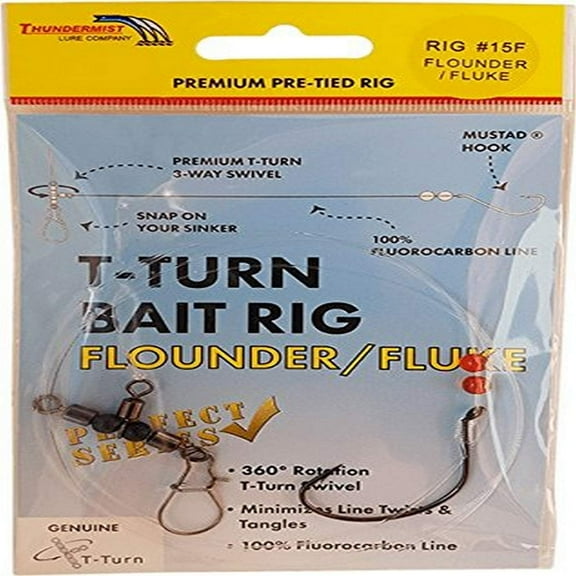T-Turn Thundermist Lure Company Bait Rig - Flounder/Fluke, Fluorocarbon