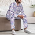thumbnail image 7 of Lsque white Skull crystal flower Pattern Long Sleeve Pajama Set for Men - Soft 2-Piece Sleepwear and Loungewear Set with Pockets, Comfy Nightwear-Small, 7 of 7