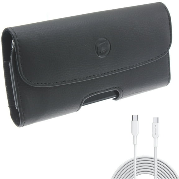 For Google Pixel 7/6 - 6ft Long Type-C Cable w Case Belt Clip, PD Fast Charger Cord Power Wire, Leather Holster Cover for Google Pixel 7/6 Phones