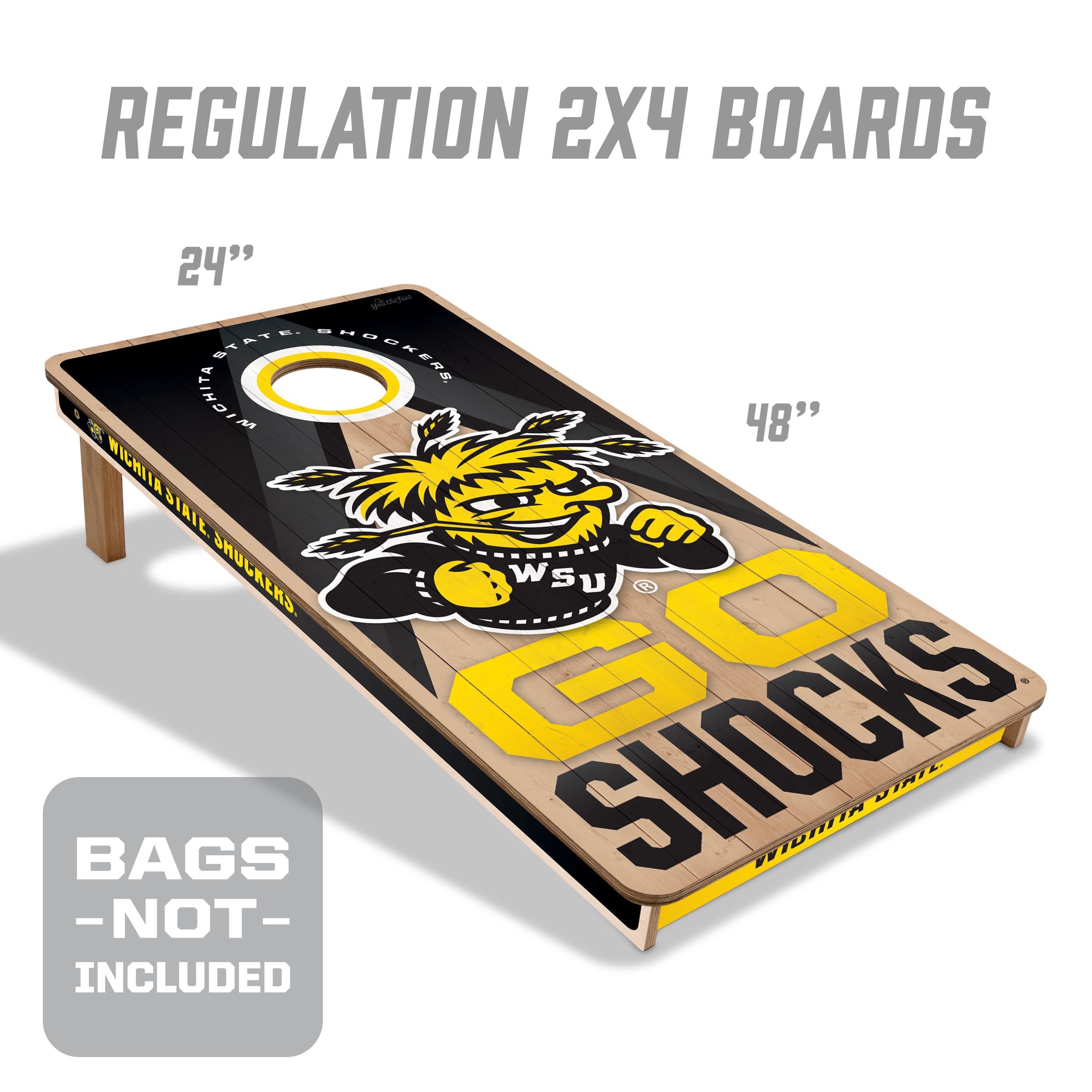 YouTheFan NCAA Wichita St Shockers 2X4 Slogan Series Cornhole NO BAGS
