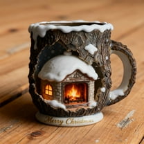 Christmas Magic Woodland Cracked Mug - Festive Drinkware for Home Kitchen Decor, Unique Cracked Glaze Design Mug for Hot Cocoa & Coffee,, Perfect Christmas Gift for Family & Friends, 3.7*4.3in, F
