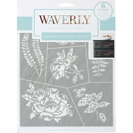 Waverly Inspirations Jane Floral Adhesive Screen Stencil for Adults, Art Stencils, 8 x 9 Inches