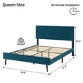 thumbnail image 3 of BEKAY Queen Size Bed Frame, Velvet Platform Bed Frame with Adjustable Headboard, Wood Slats Support, No Box Spring Needed, 3 of 7