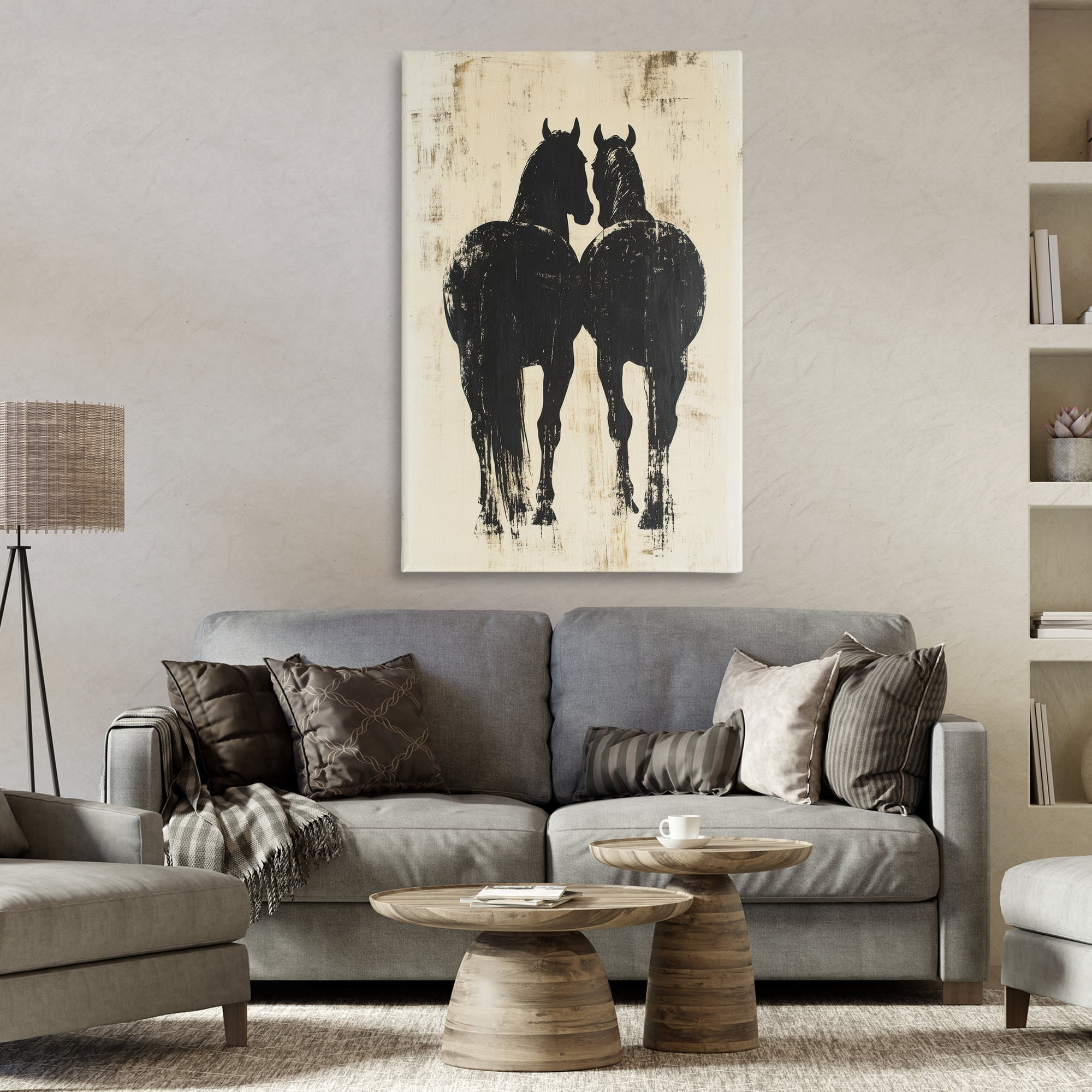 Stupell Industries Twin Horses Facing Away Canvas Wall Art, design by Petal Prints Design
