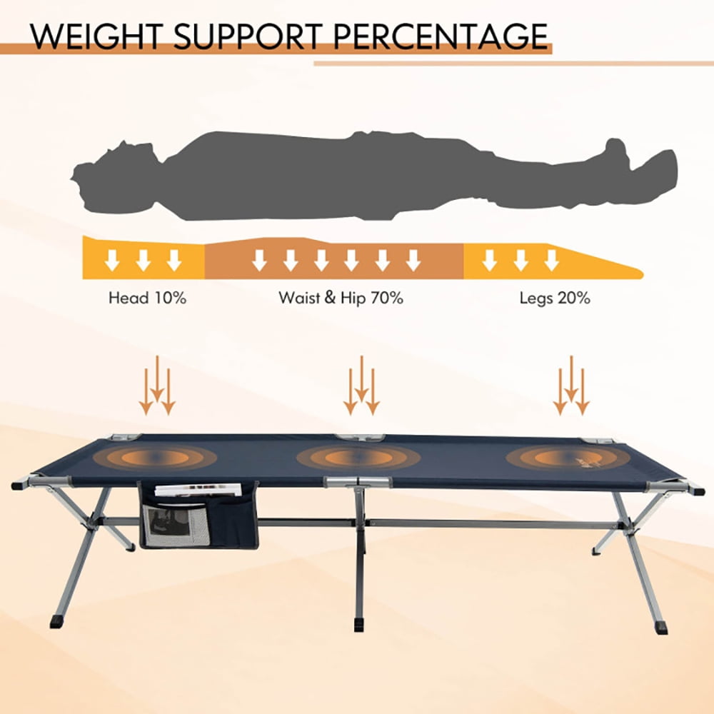 Aimee Lii Extra Wide Folding Camping Bed with Carry Bag and Storage Bag, Outdoor Portable Camping Bed for Sleeping Hiking Travel, Blue Aimee Lii Extra Wide Folding Camping Bed with Carry Bag and Storage Bag, Outdoor Portable Camping Bed for Sleeping Hiking Travel, Blue