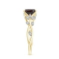 thumbnail image 4 of Vine Art Leaf Style Moissanite Ring Cushion Cut Garnet Engagement Ring in Sterling Silver/ Yellow Gold Plated Engraved Promise Wedding Band Ring January Birthstone Jewelry, Ring Size 10, 4 of 8