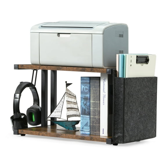 2-Tier Printer Cart, Rolling Printer Stand with Wheels & Storage, Machine Table for Fax Machine/Scanner for Home Office with Lockable Casters